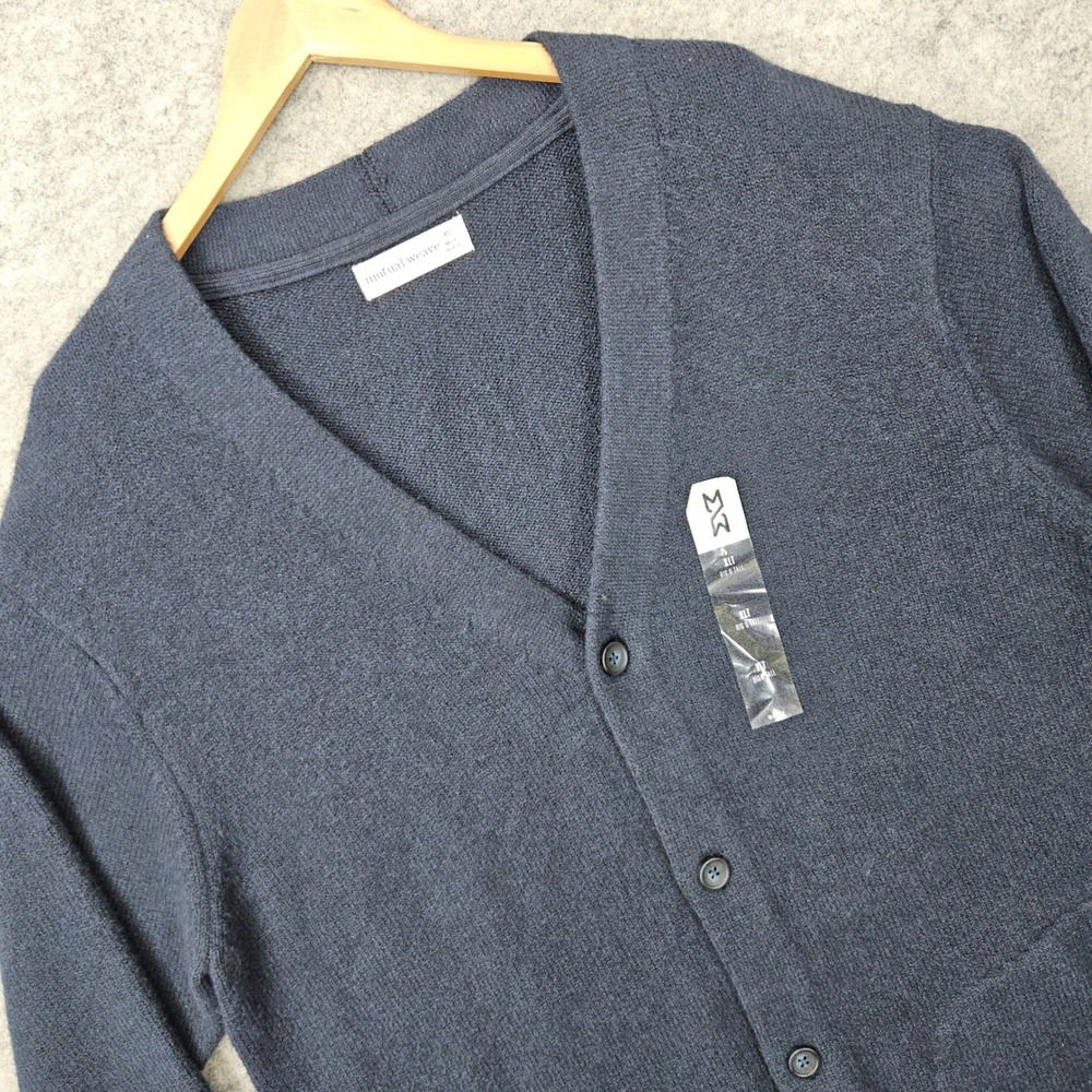 NEW Mutual Weave Cardigan Sweater Men's Navy XLT Big & Tall V-Neck Button Front
